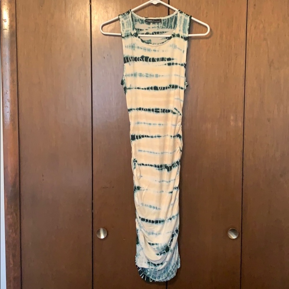 Tie dye ruched side dress